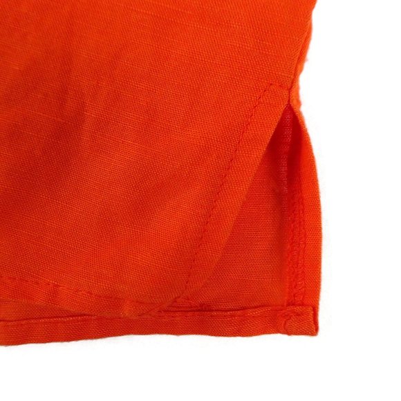 Linen Blend Shirt Neon Orange Button Up Short Sleeve XXL Mens Side Vents Pocket - Picture 5 of 7